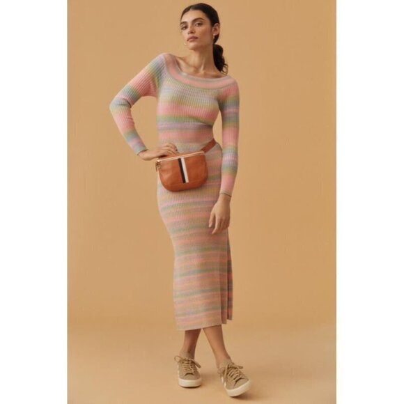 NWT Anthropologie Sweater Dress L Maxi Rainbow - Picture 1 of 11